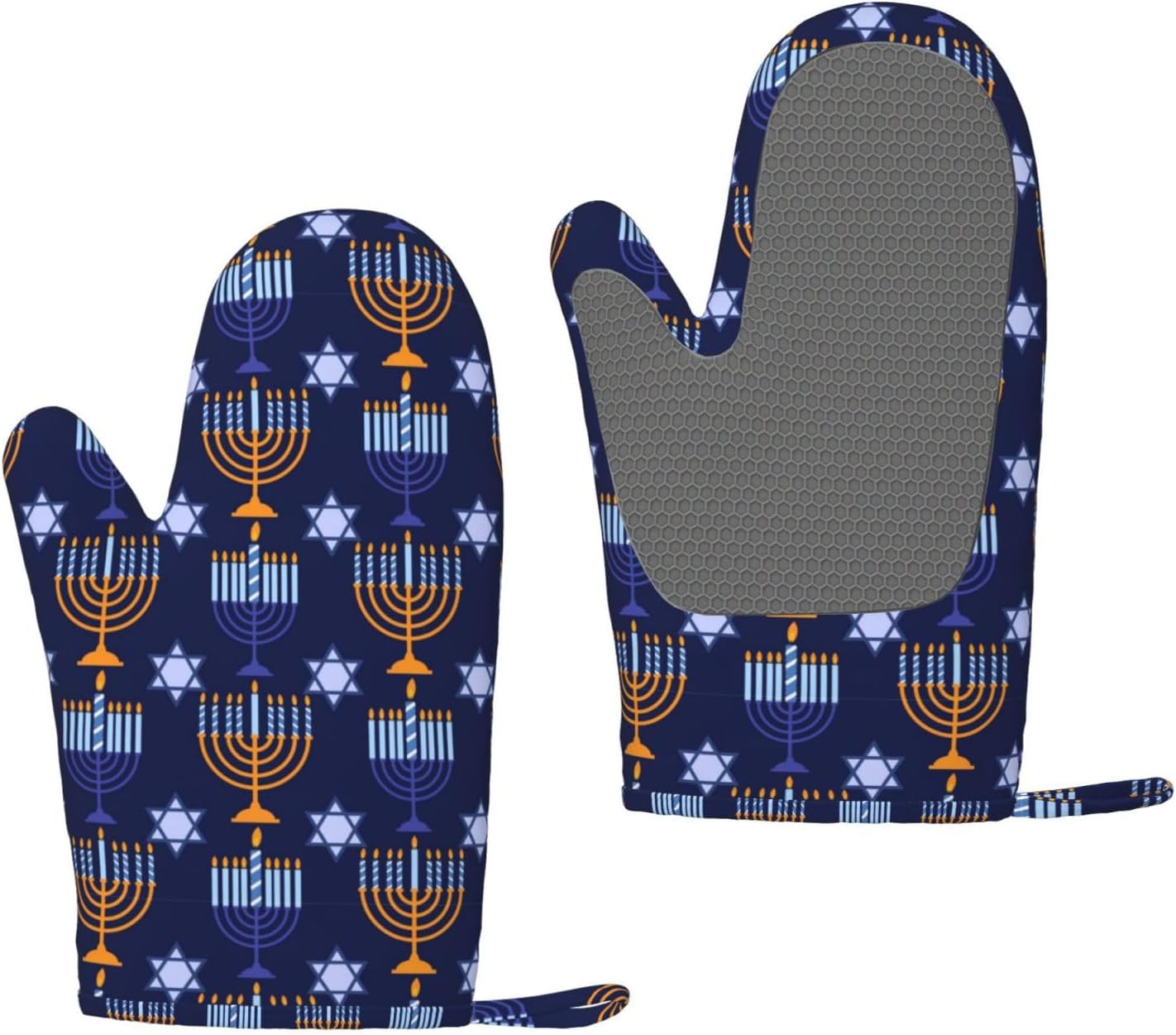 Happy Hanukkah Oven Mitts - Chanukah Kitchen Gloves