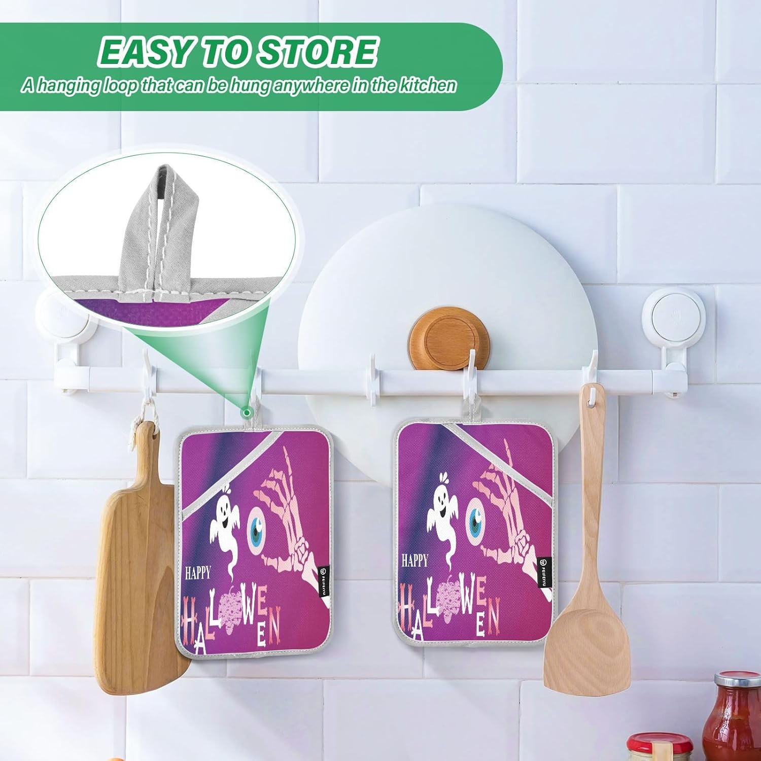 Halloween Ghost Kitchen Potholders Set