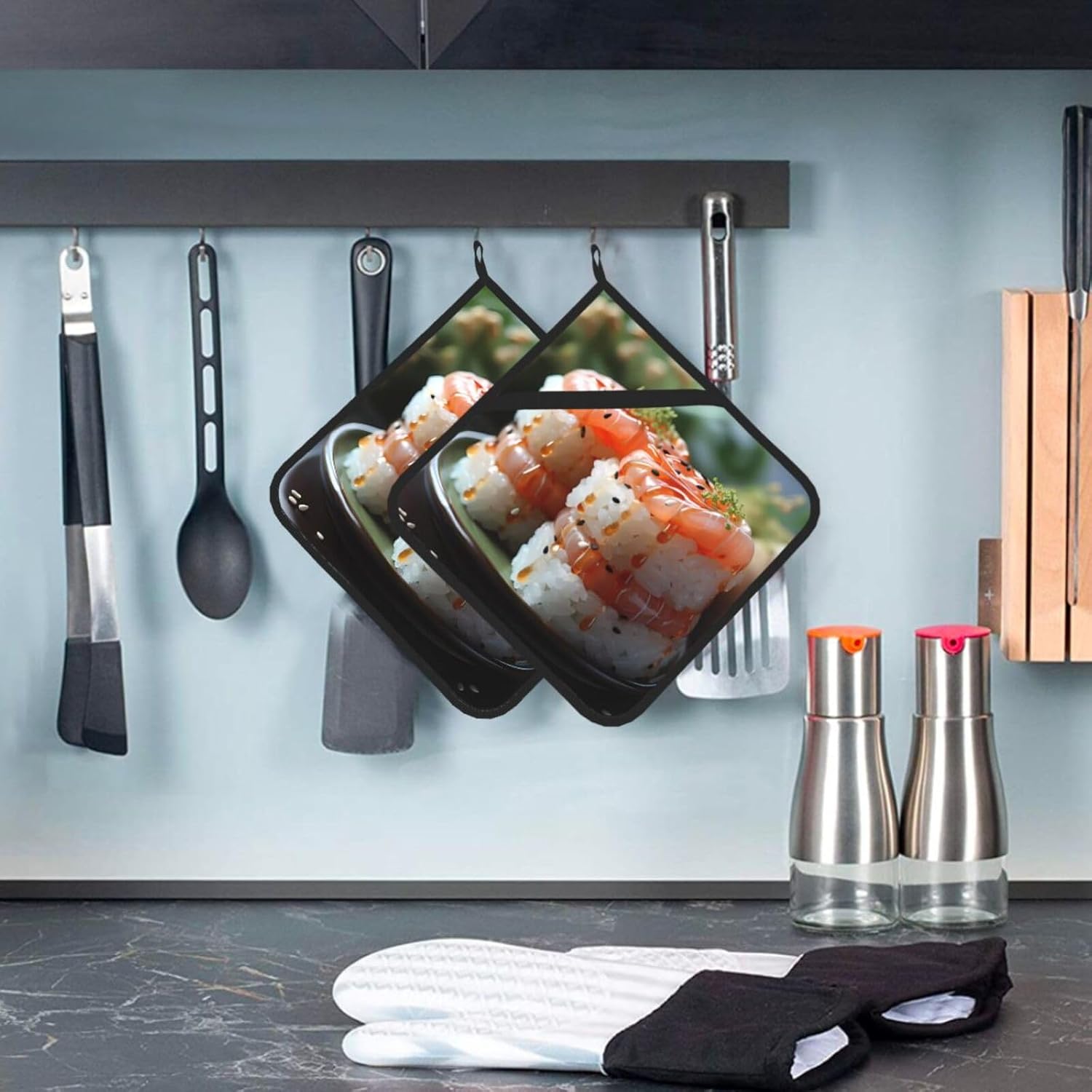 Fresh Salmon Sushi Potholders Heat-Resistant Kitchen Pots Holder for BBQ Cooking