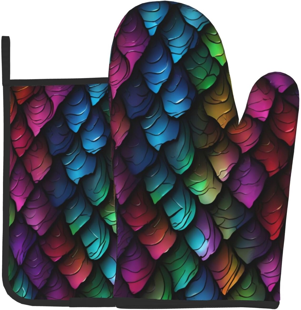 Quopvn Dragon Scale Printed Oven Mitts Pot Holders 2PCS Set