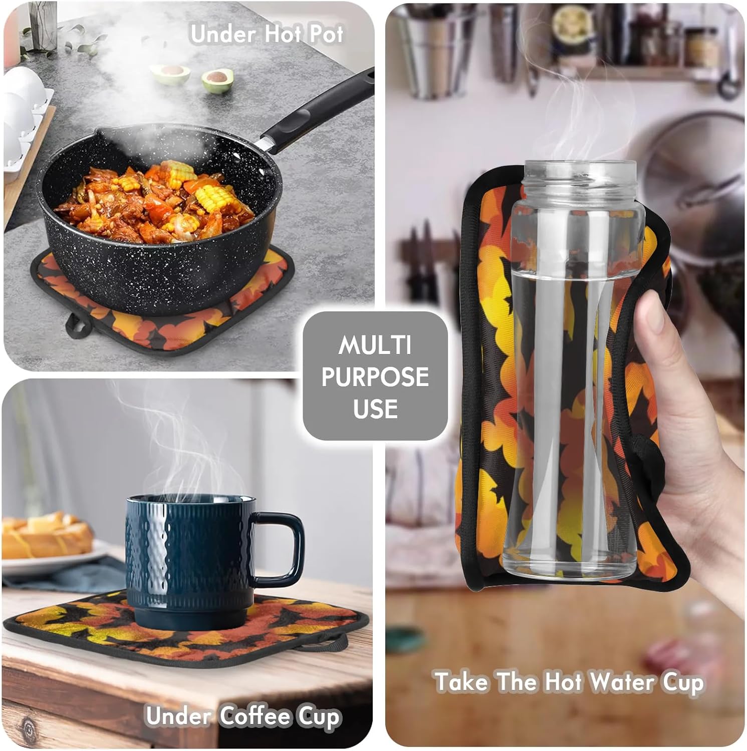Halloween Bats Oven Mitts and Pot Holder Set
