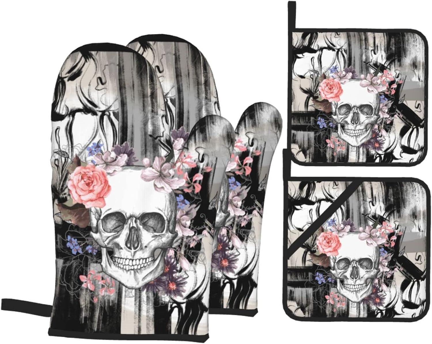 Muxxirt Gothic Skull Oven Mitts