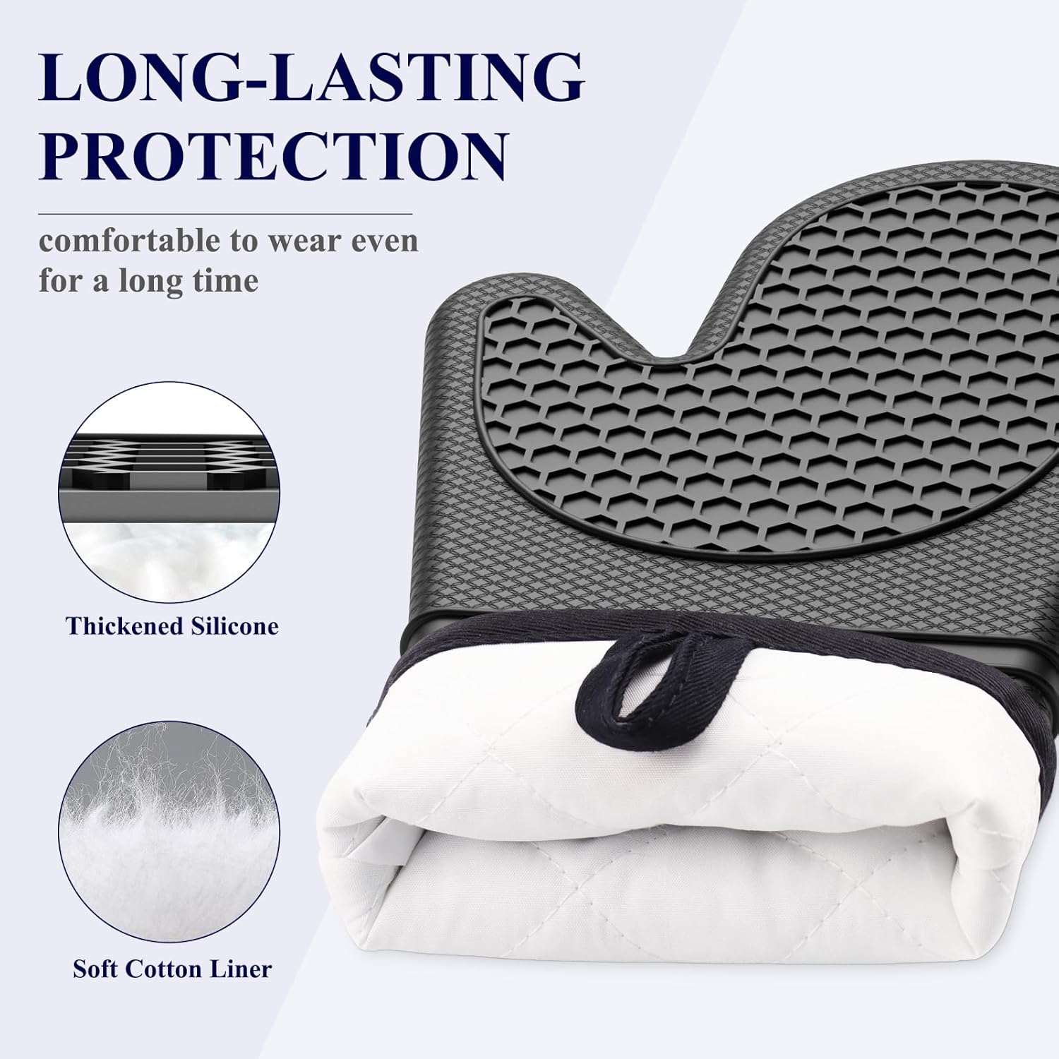 Two-Piece Heat-Resistant Silicone Oven Mitts for Baking Cooking