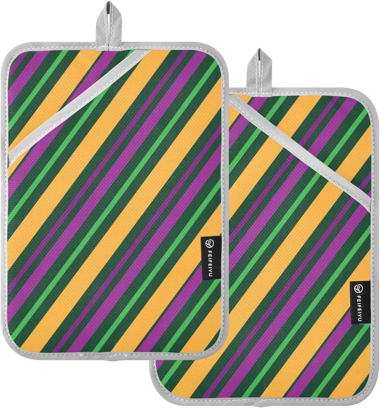 Mardi Gras Striped 2-Pack Potholders