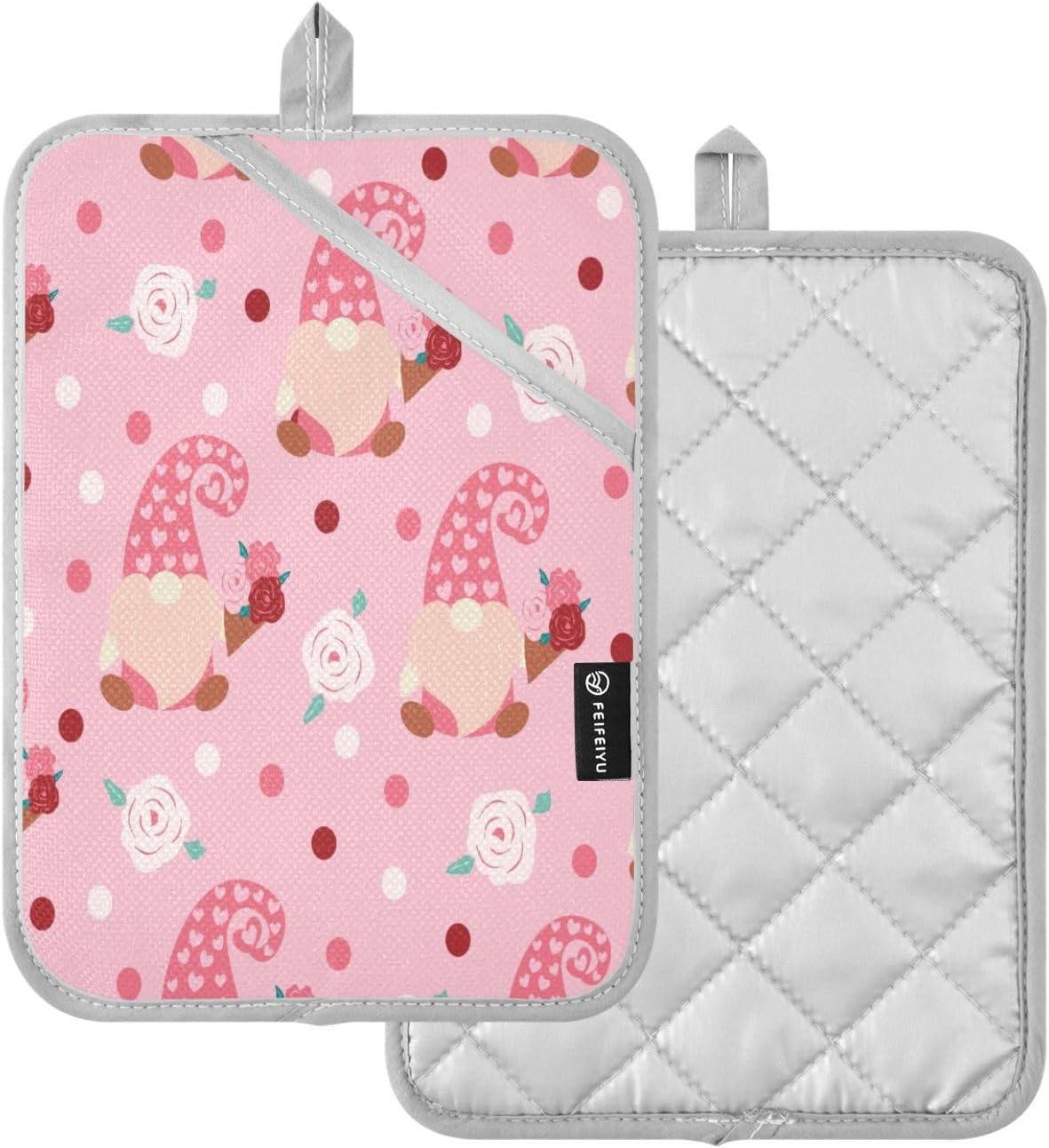 Kcldeci Pink Gnome Heat Resistant Oven Mitts 2 Pack