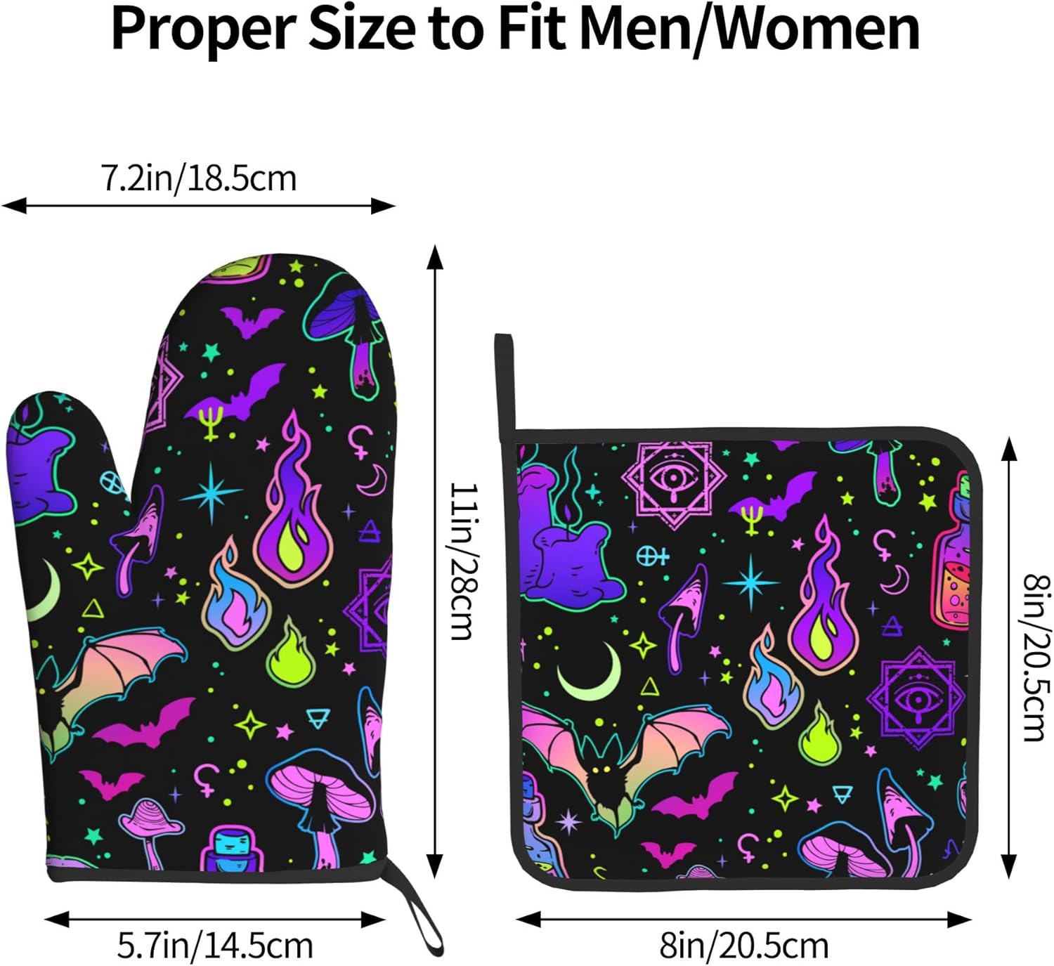 Fashionable High-Quality Halloween Goth Witchy Oven Mitts and Potholders