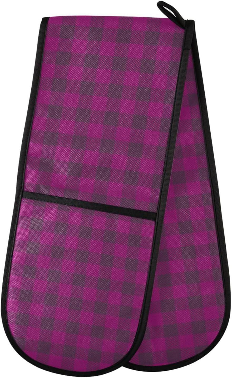 Violet Buffalo Plaid Halloween Oven Mitts