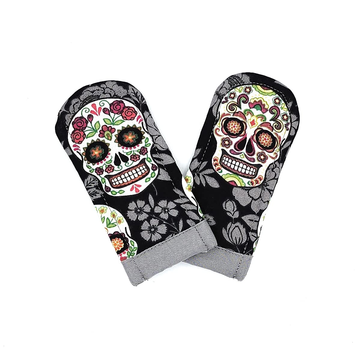 Da de Muerto Pot Holder Pair Cast Iron Pots Skillets Handle Mitts