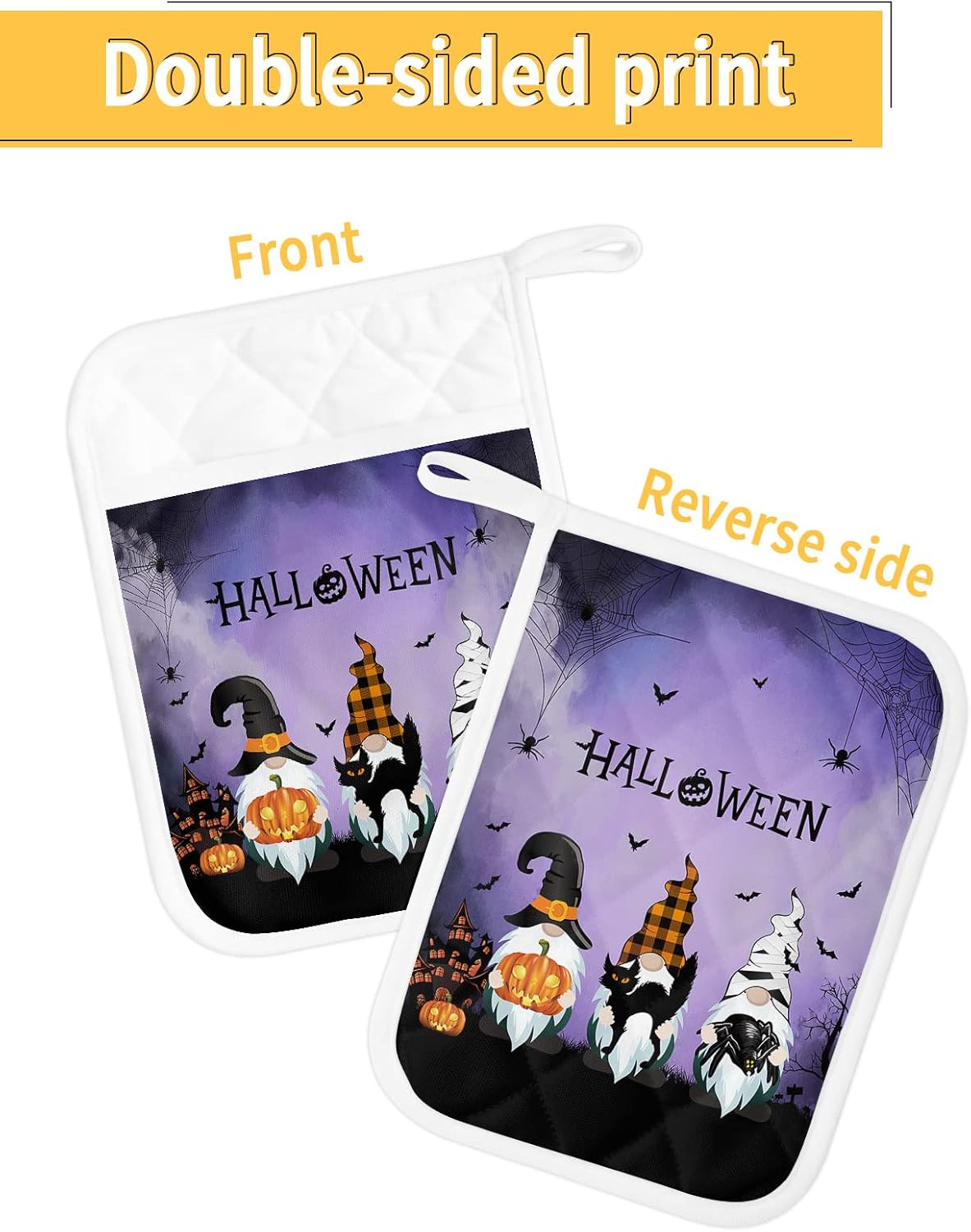 Spooky Halloween Gnome Potholders Set of 5