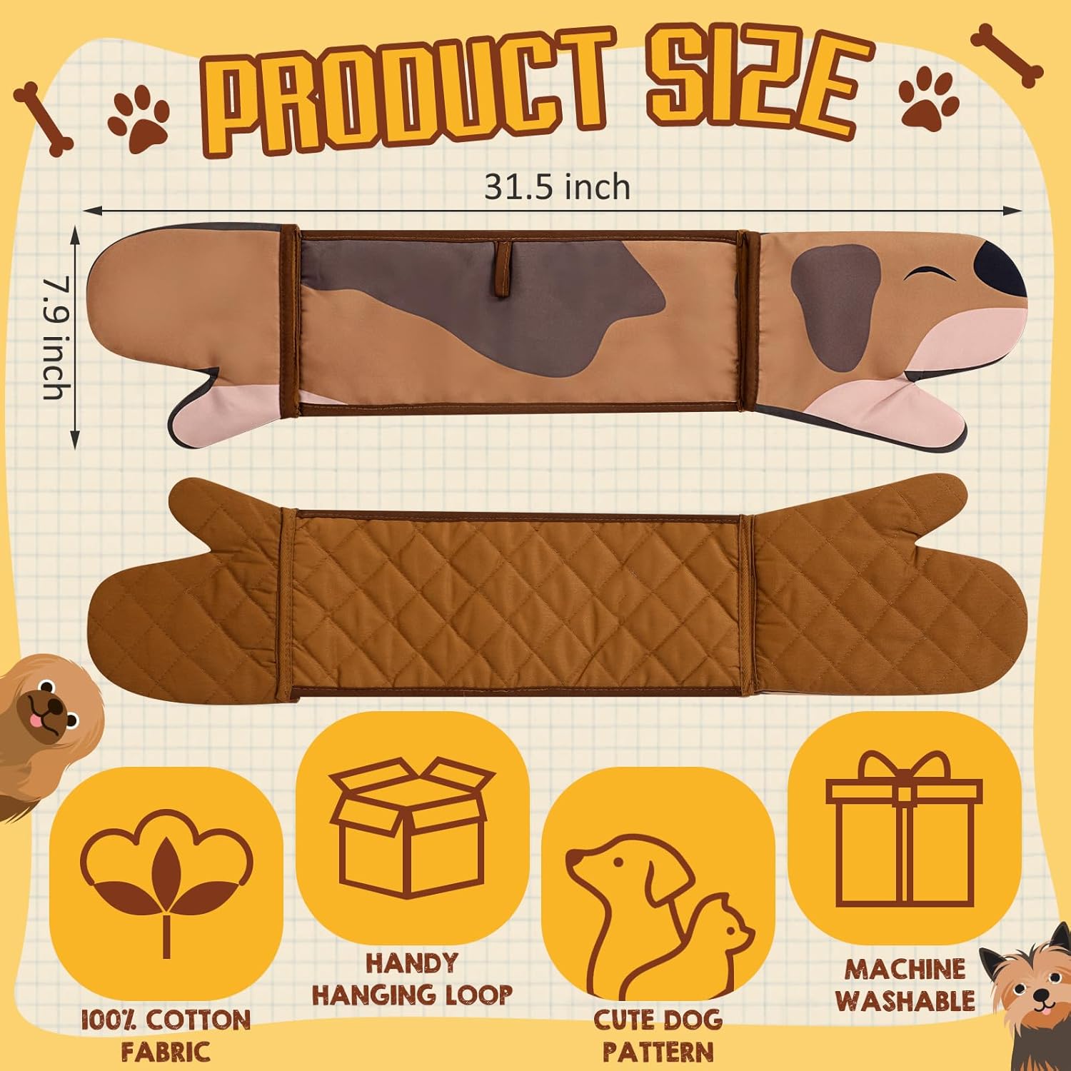 Double Oven Mitts Heat-Resistant for Dog Lovers