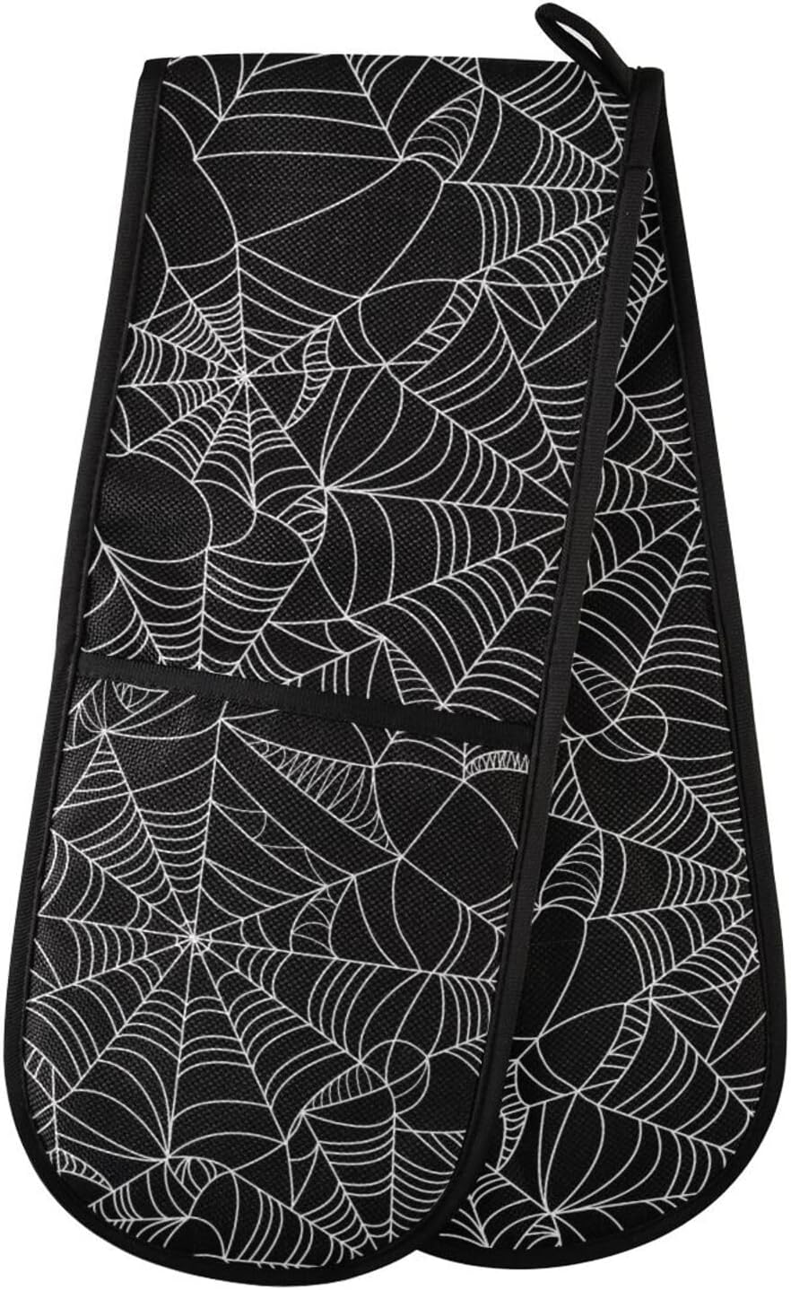 Halloween Spooky Spider Web Oven Mitts for Baking Grilling and More