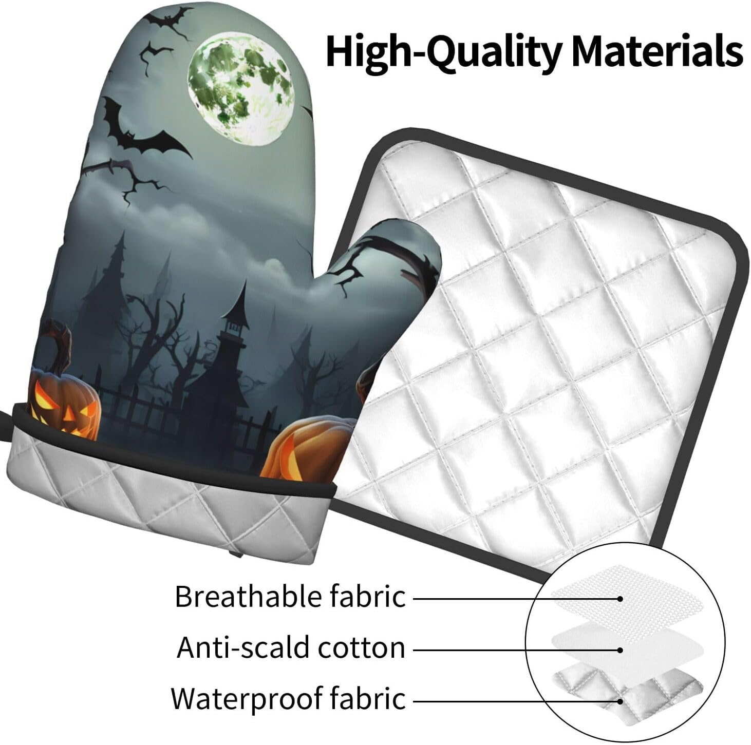 Oven Mitt Pot Holder Set for Baking Grilling