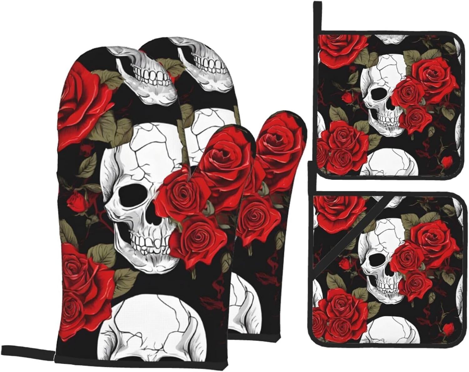 Heat Resistant Halloween Oven Mitts Set of 4 - Perfect for Cooking Baking