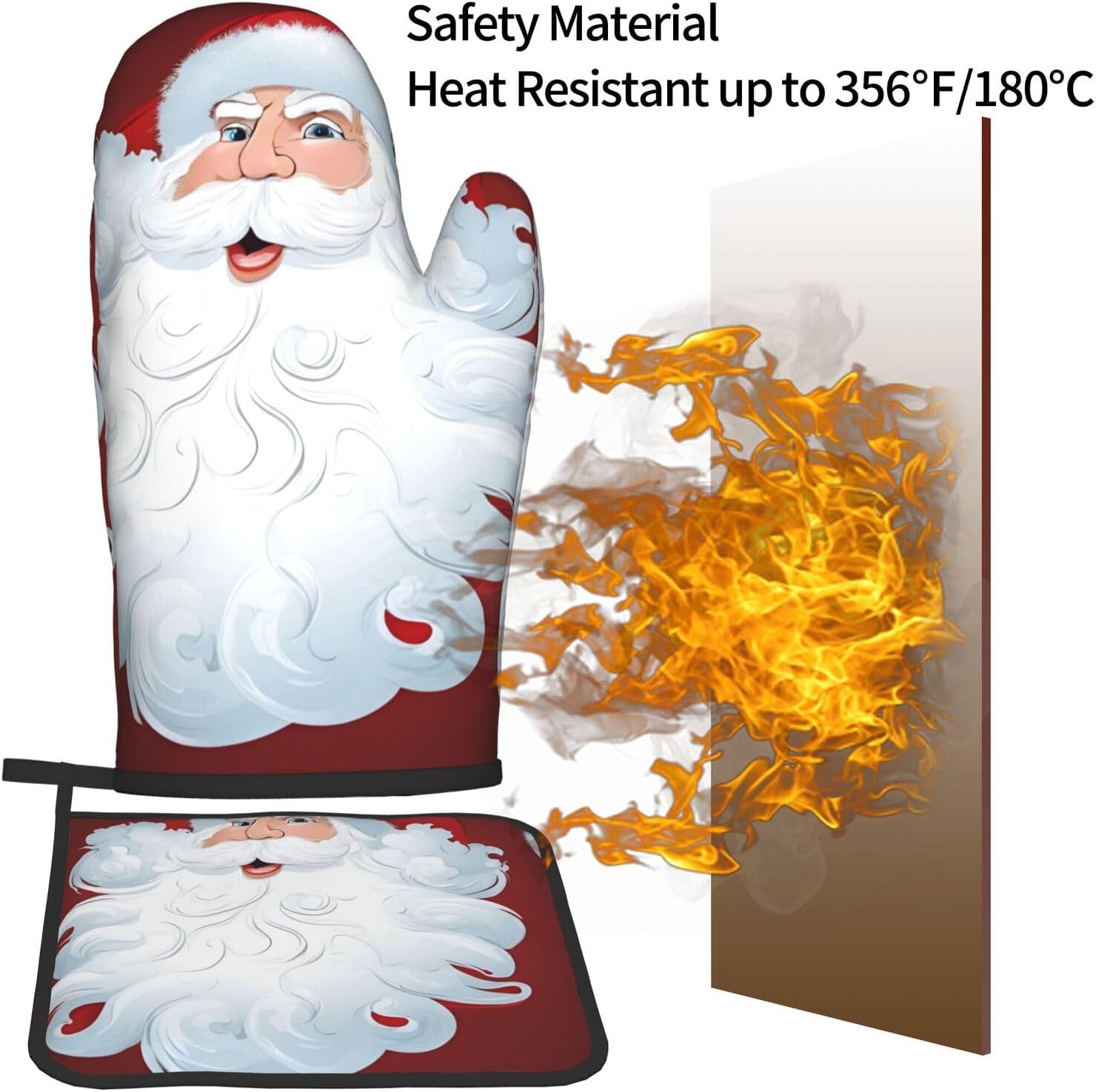 Christmas Day Printed Oven Mitts and Pot Holders 2 Piece Set