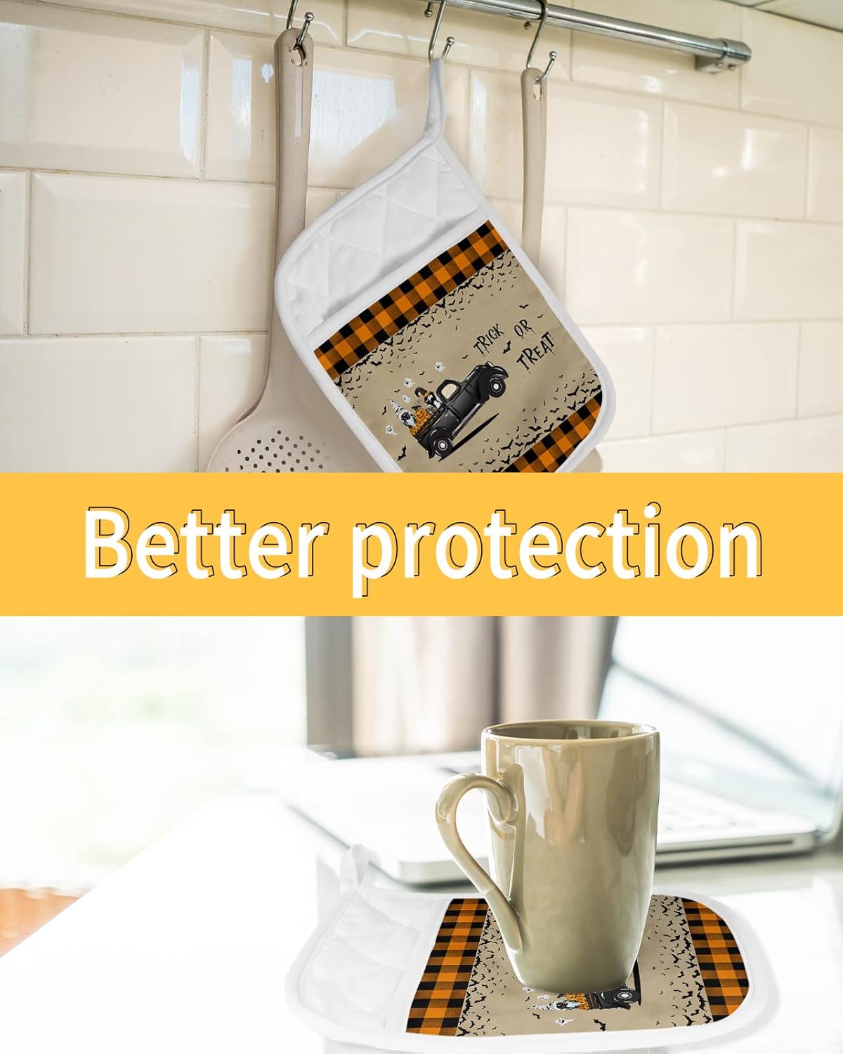 Halloween Truck Pot Holder Set - Heat-Resistant