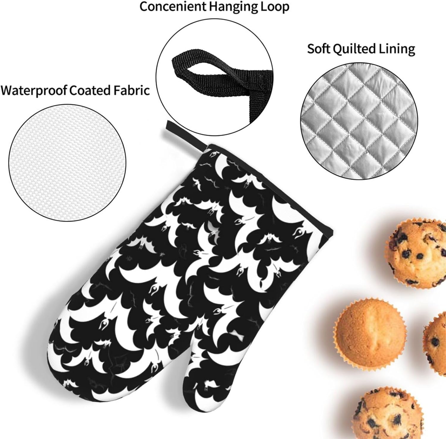 Halloween Scary Bats Oven Mitts and Pot Holders Sets for Discussions