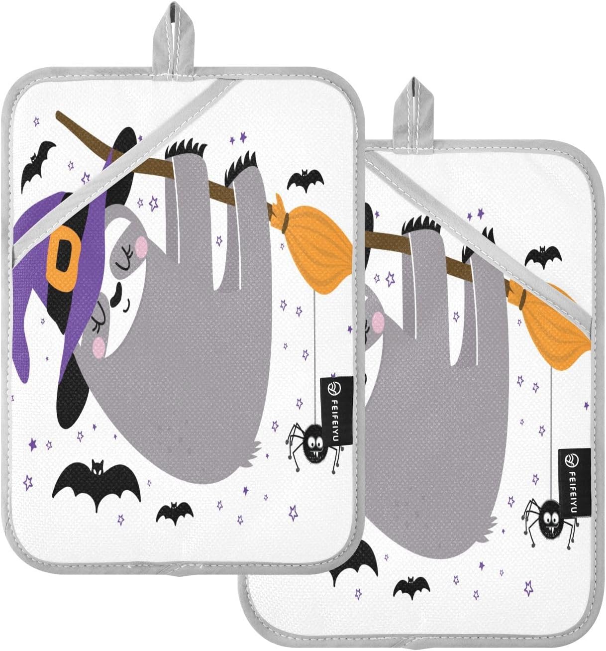 Halloween Sloth Potholder Set with Pockets 2 Pack