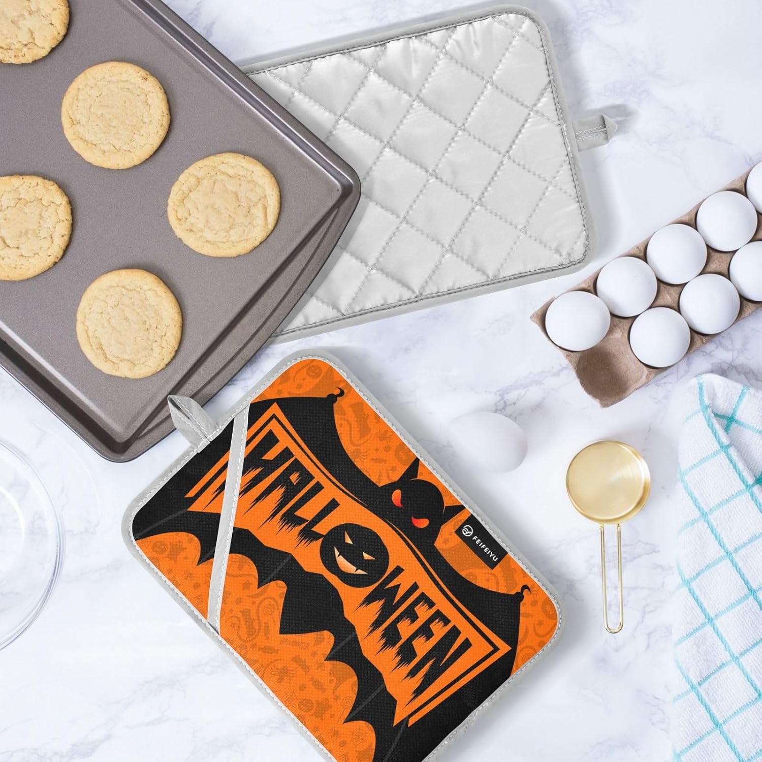 Halloween Black Bat Pot Holder Set