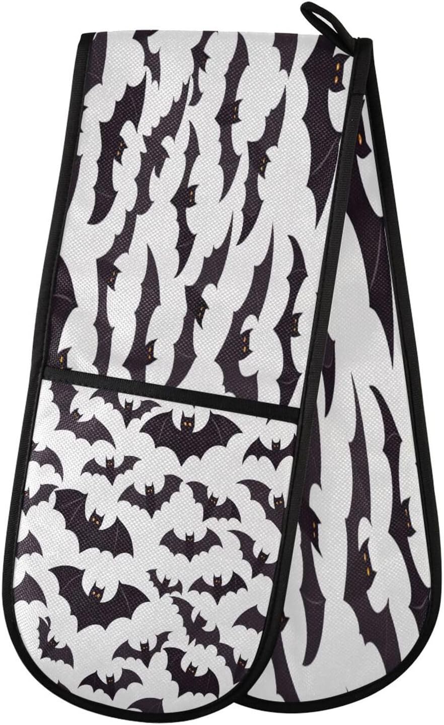 Quteprint Halloween Black Bats Oven Mitts 7 x 35