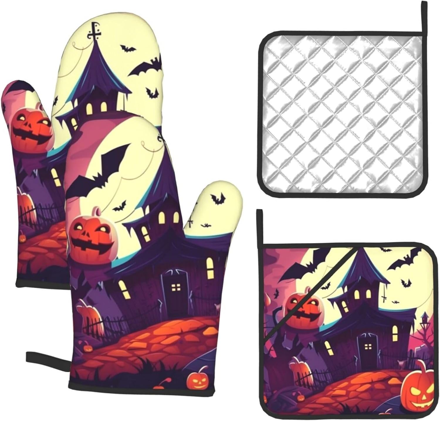 Happy Halloween Oven Mitt Pot Holder Set