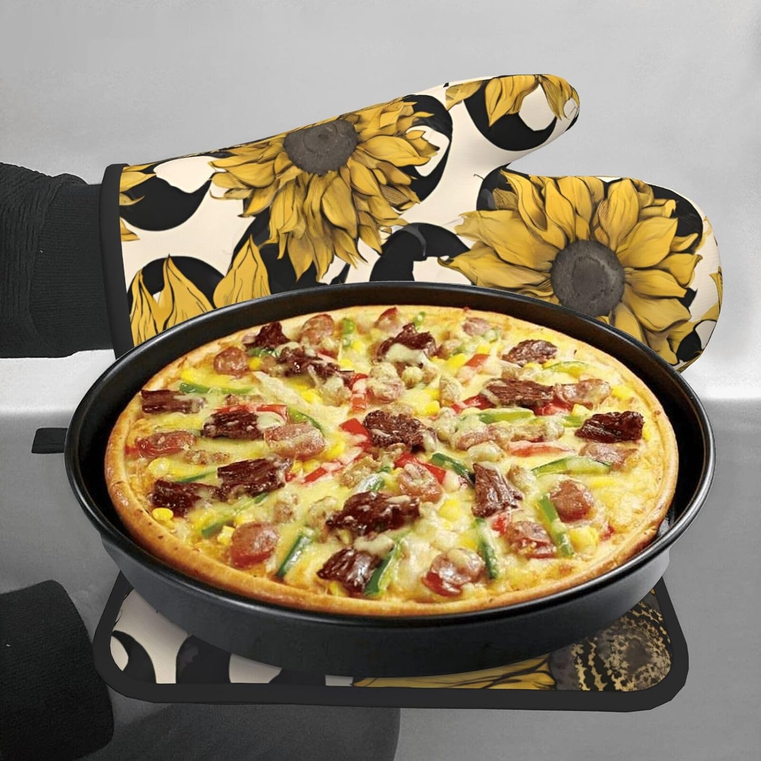 Sunflower Oven Mitts Set - 2-Piece Heat-Resistant KitchenP_globes