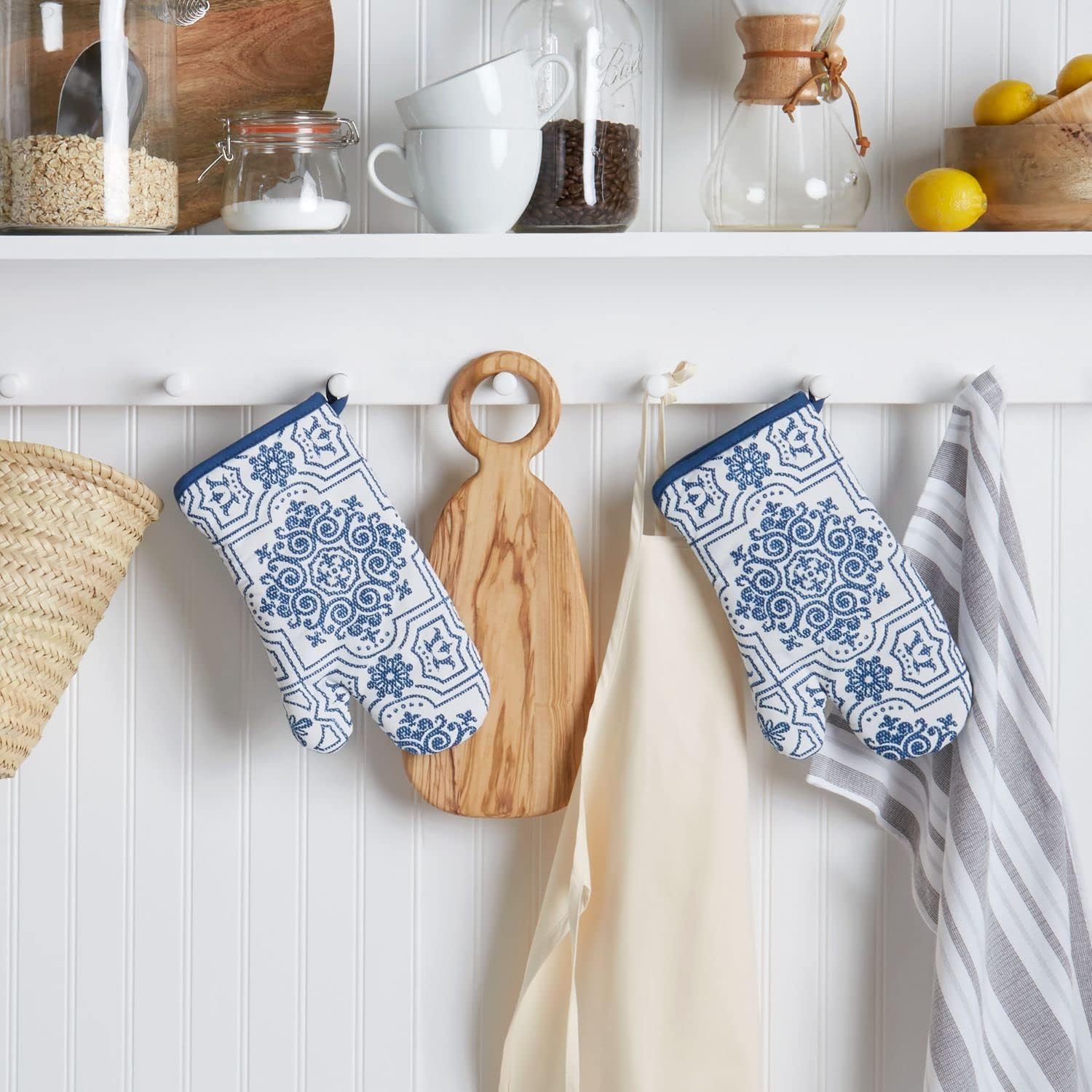 Martha Stewart 100 Cotton Oven Mitt Set - Heat-Resistant Durable Easy to Clean
