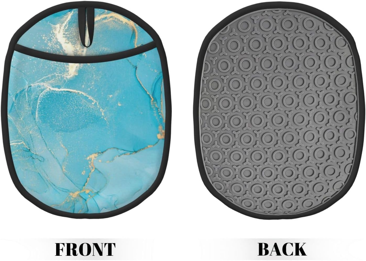 Jbofyee Heat-Resistant Silicone Potholders - Turquoise Marble 2-Piece Set