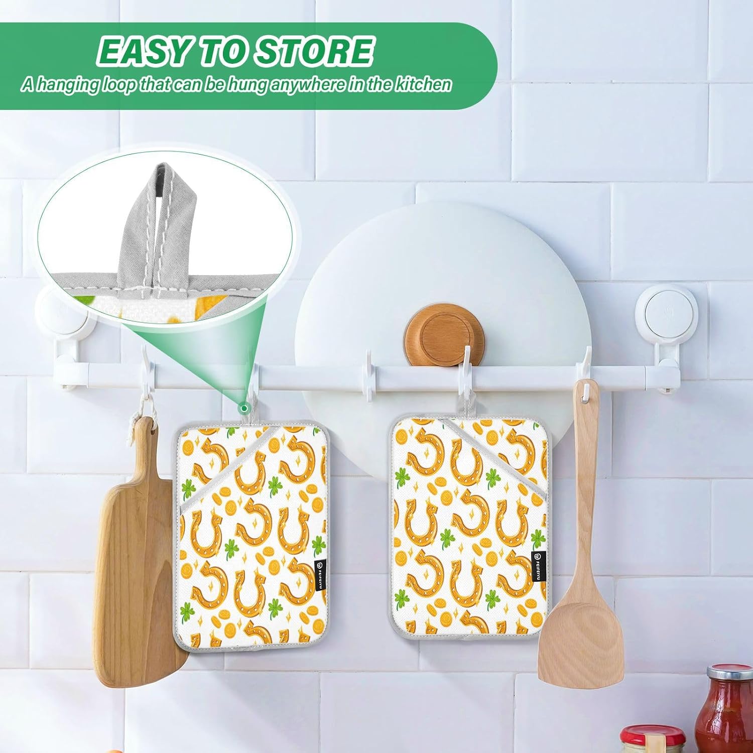 Golden Horseshoe Coin Clover Potholders