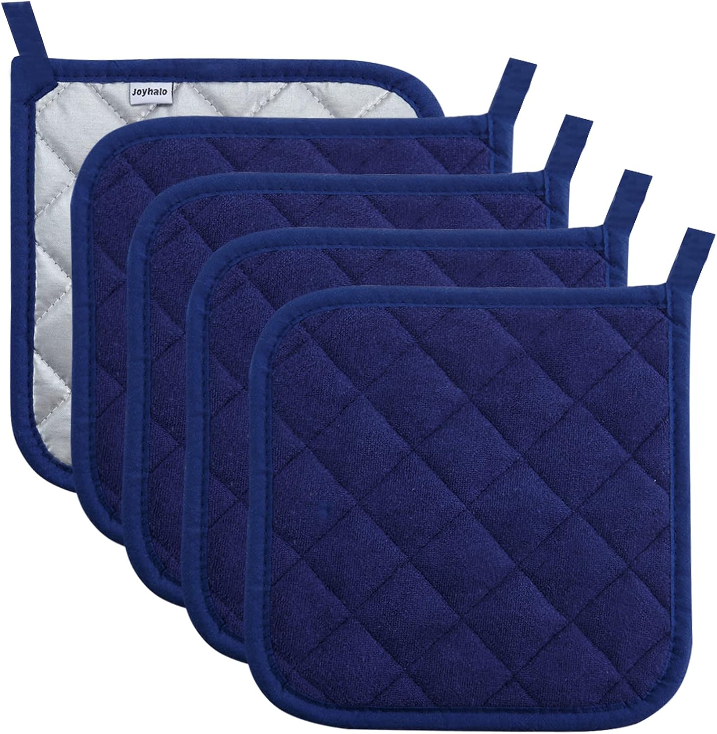 Joy Halo - Potholders Clearance - Heat-Resistant Kitchen Pots - Dark Blue Set of 5