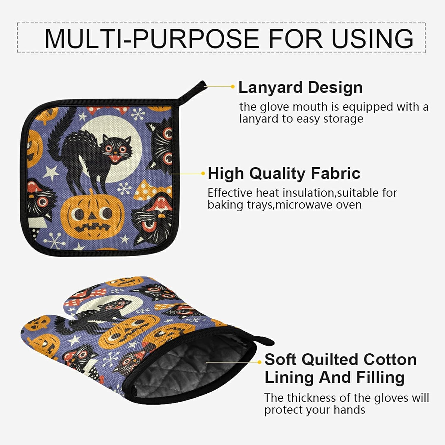 HURPAN Oven Mitts Pot Holders Set