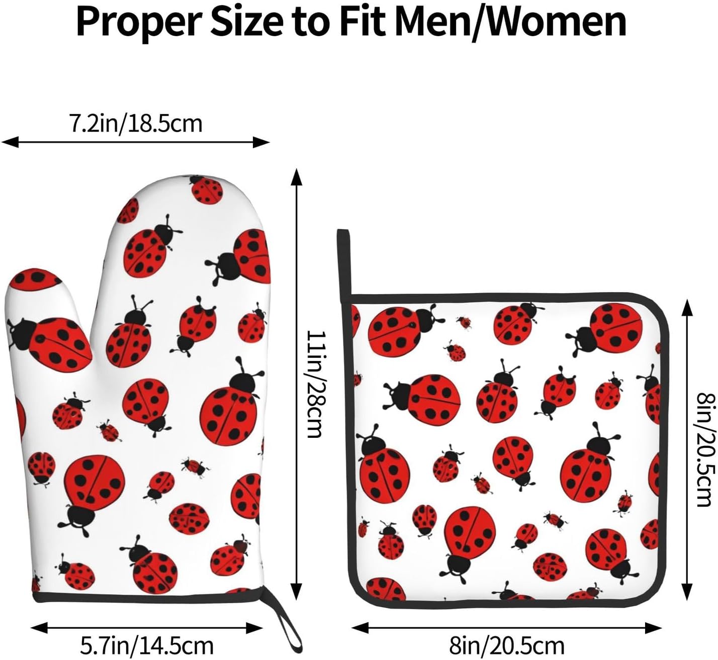 Quopvn Ladybug Oven Mitts and Pot Holders 2pcs Set