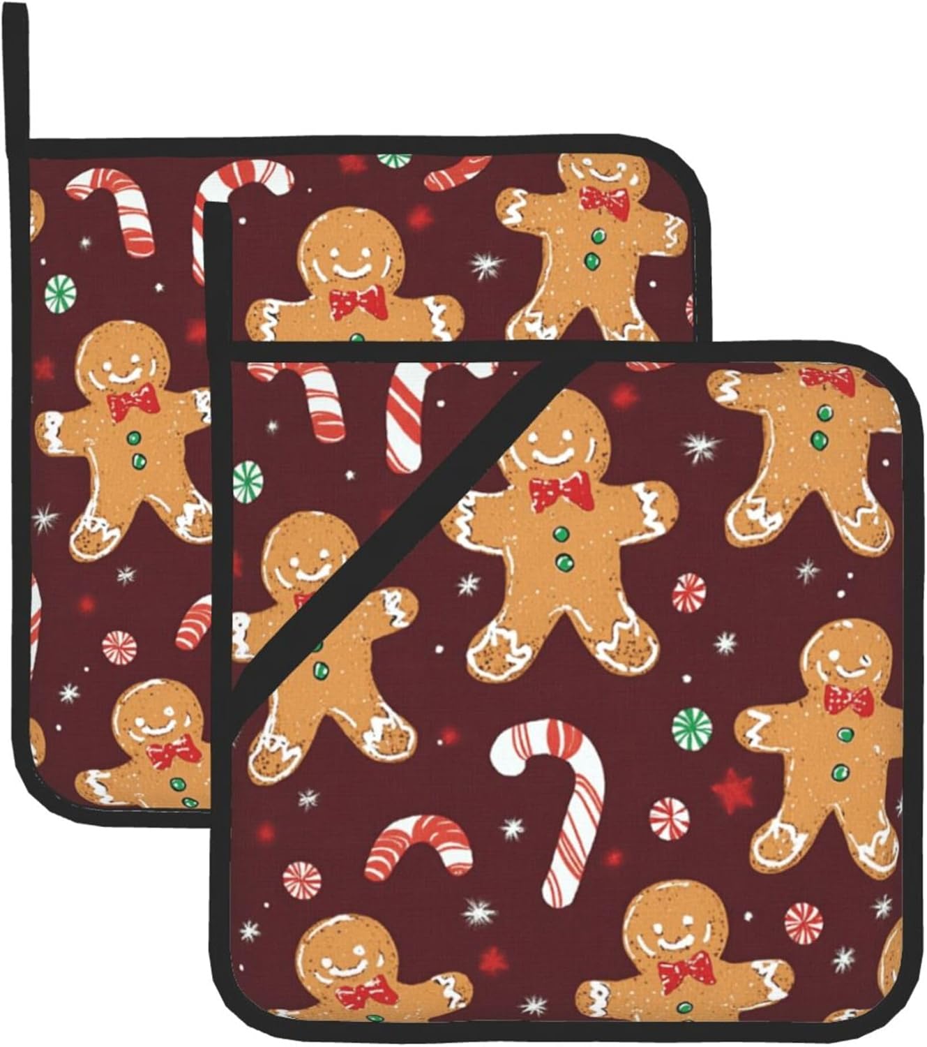 Christmas Gingerbread Candy Pot Holders Set of 2