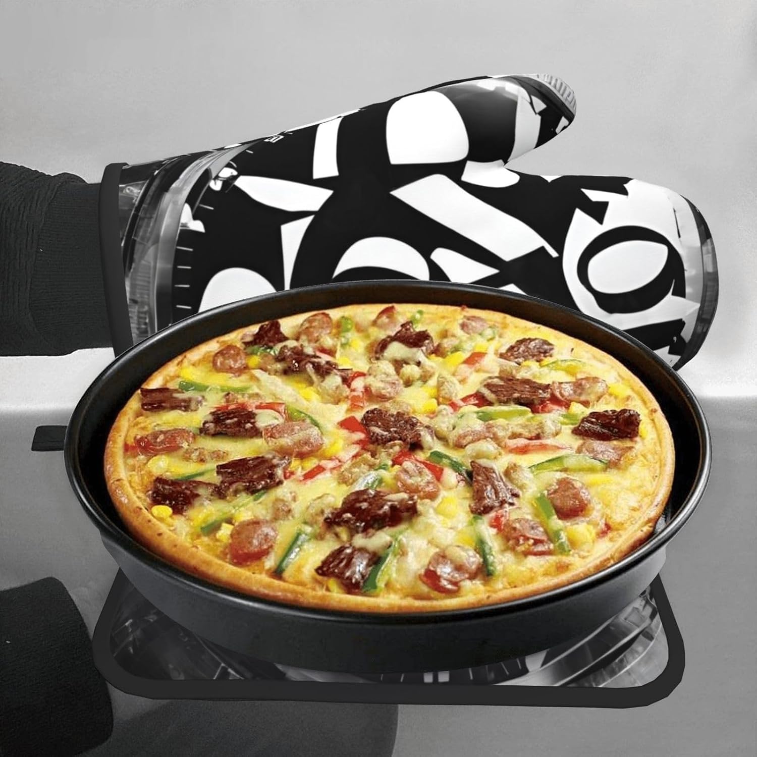 Musical Theme Oven Mitt Pot Holder Set