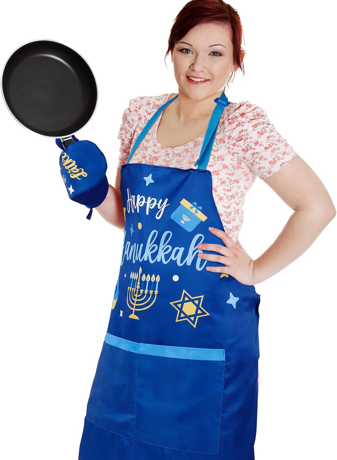Ziliny Hanukkah Apron Mitts Towels Set for Kitchen