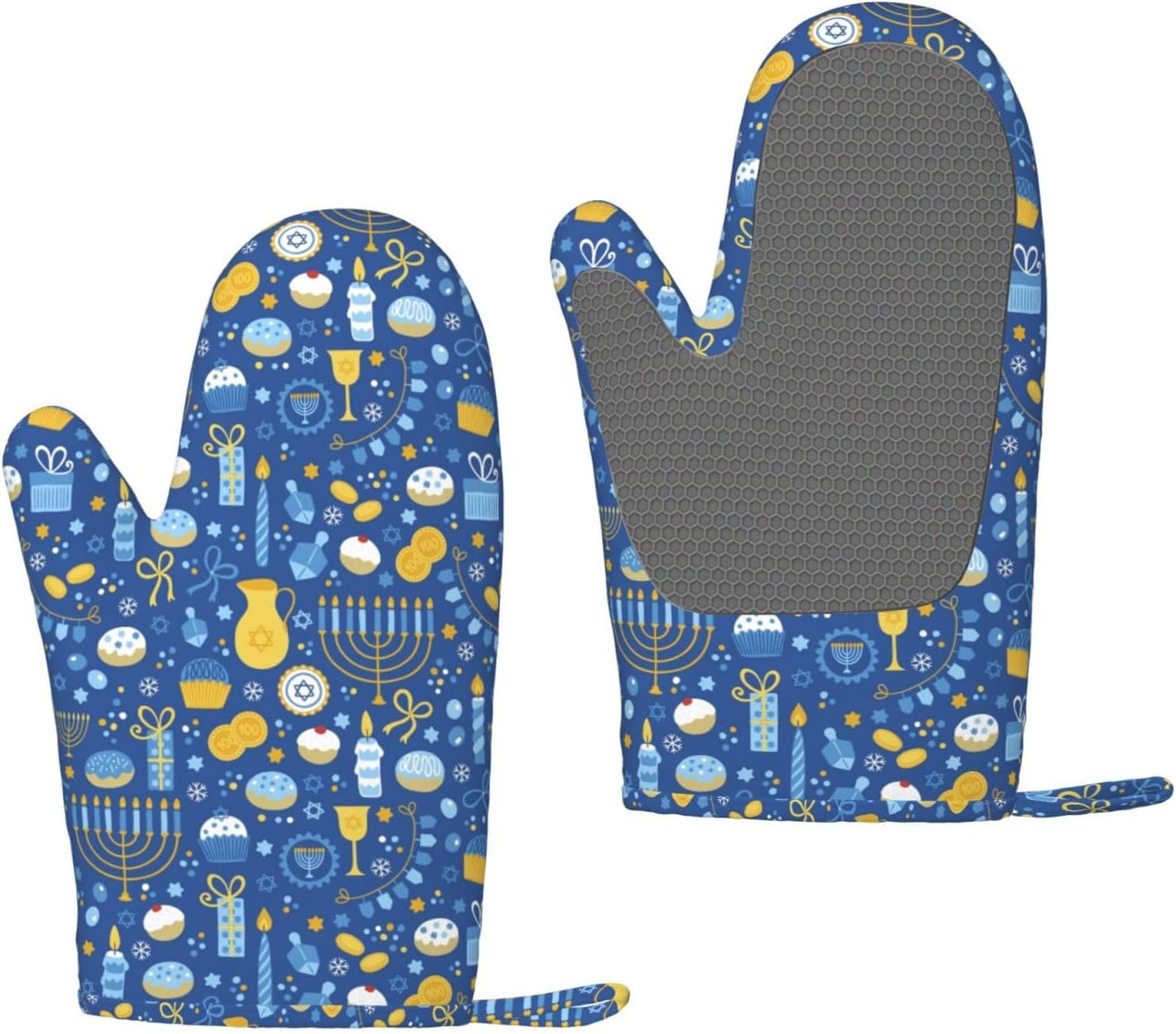 Happy Hanukkah Oven Mitts transparent silicone oven gloves for cooking