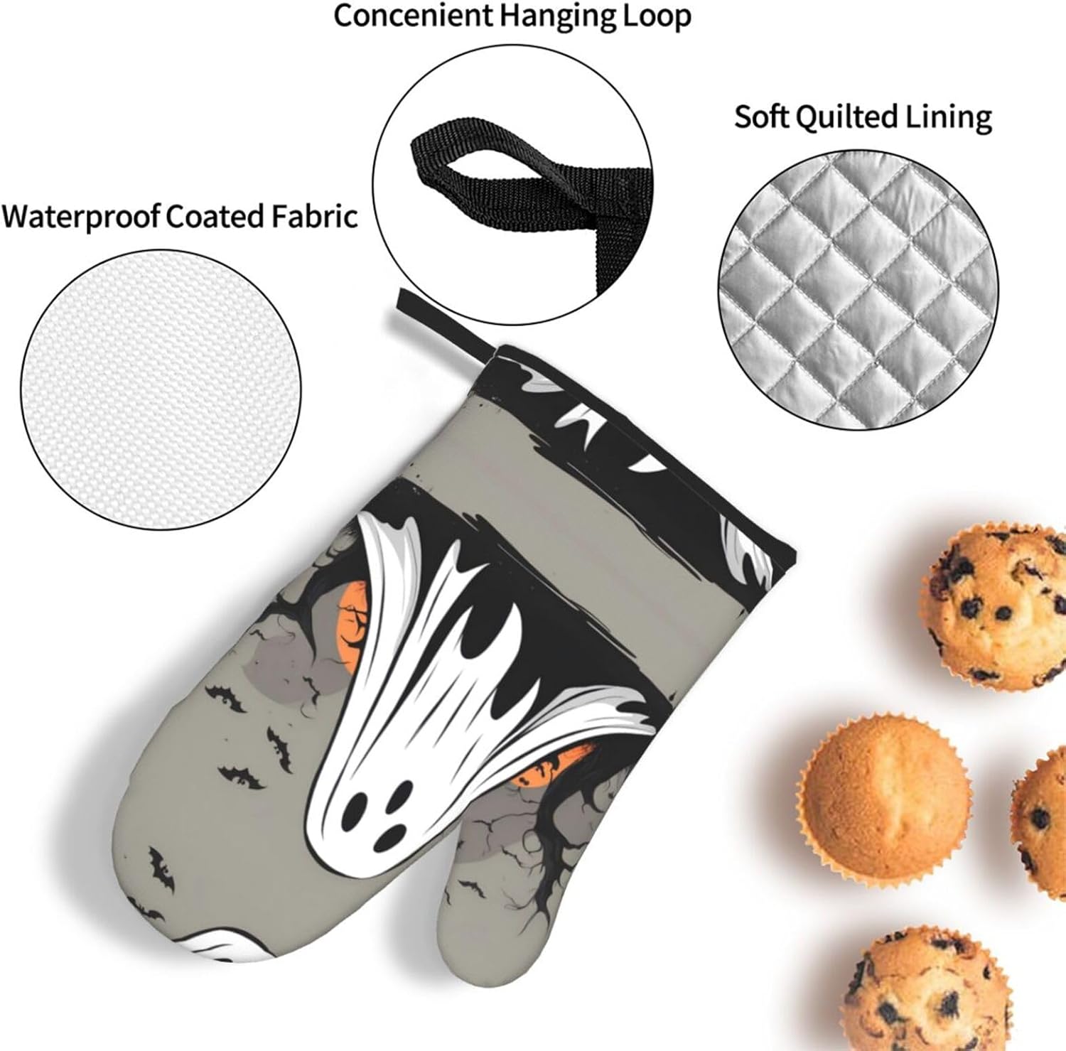 Halloween Ghost Pattern Thicken Pot Holder Set - Durable Waterproof Must-Have Kitchen Tool