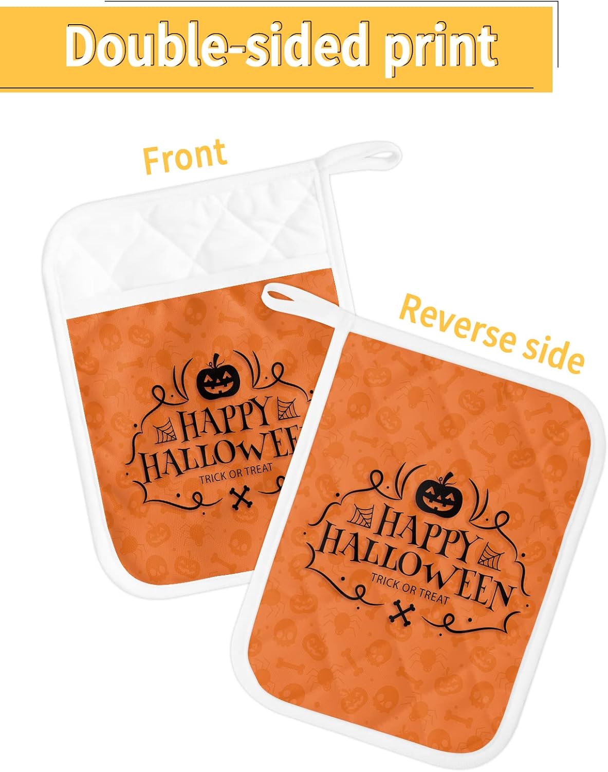 Halloween Pumpkin Orange 5PCS Pot Holders with Pockets and Loops