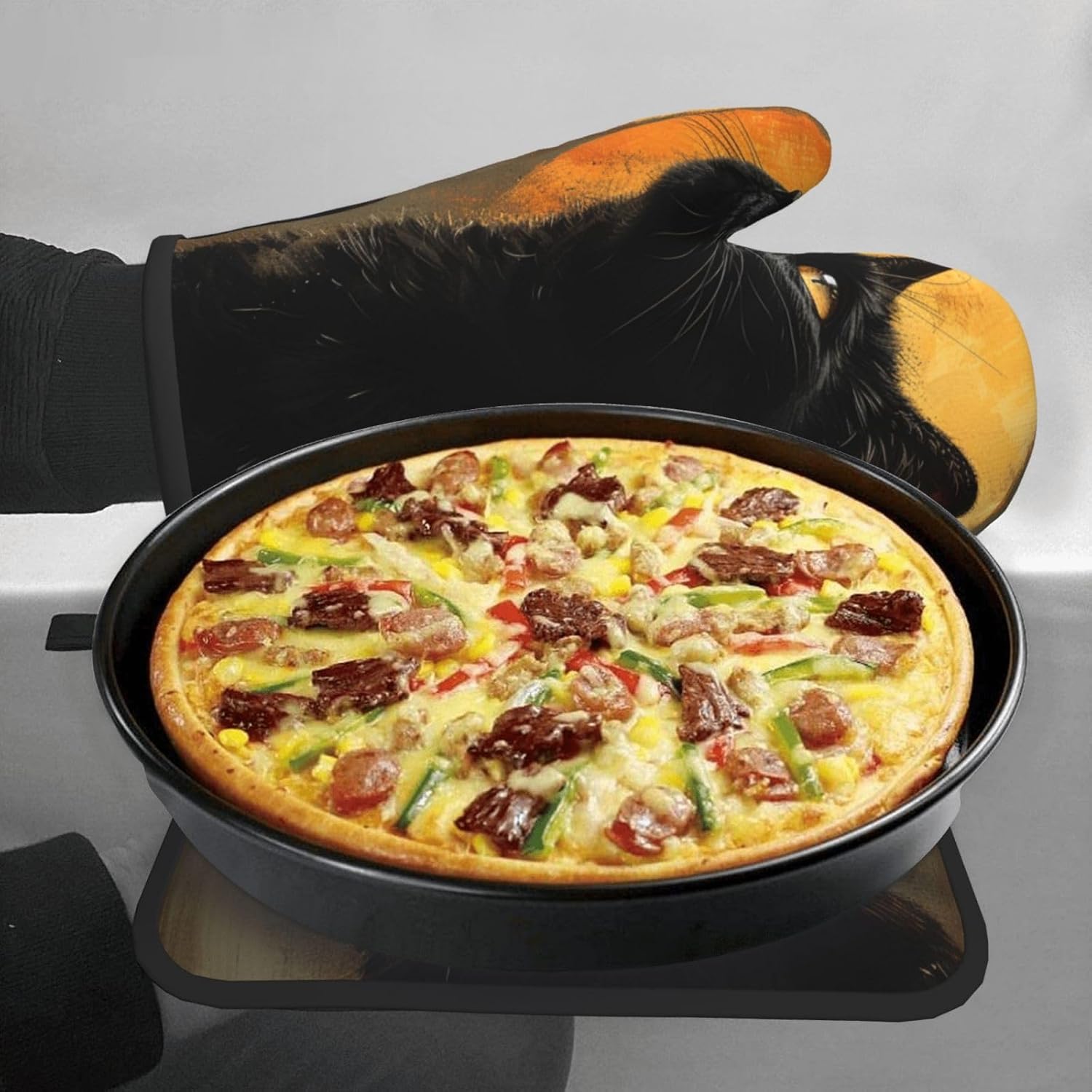 Halloween Black Cat Oven Mitt Pkg