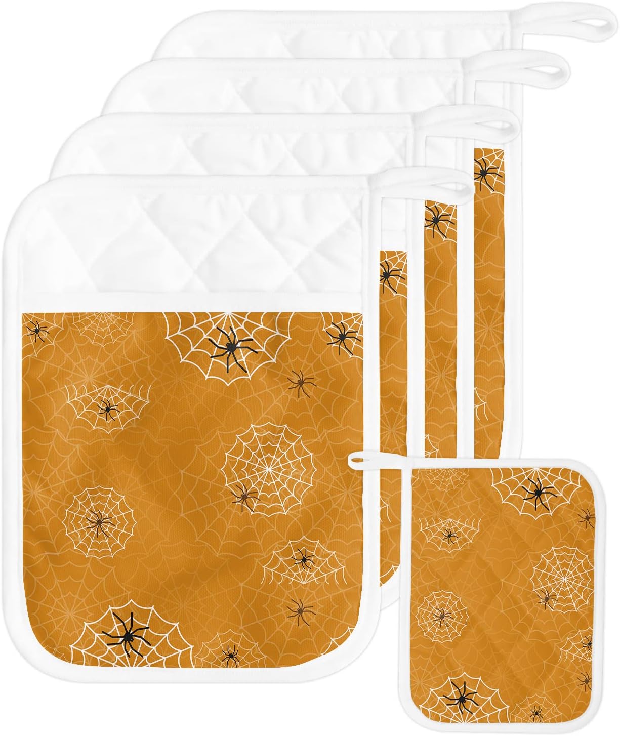 JasmineM Heat-Resistant Pot Holder Set Halloween Kitchen Pouches for Oven mitts