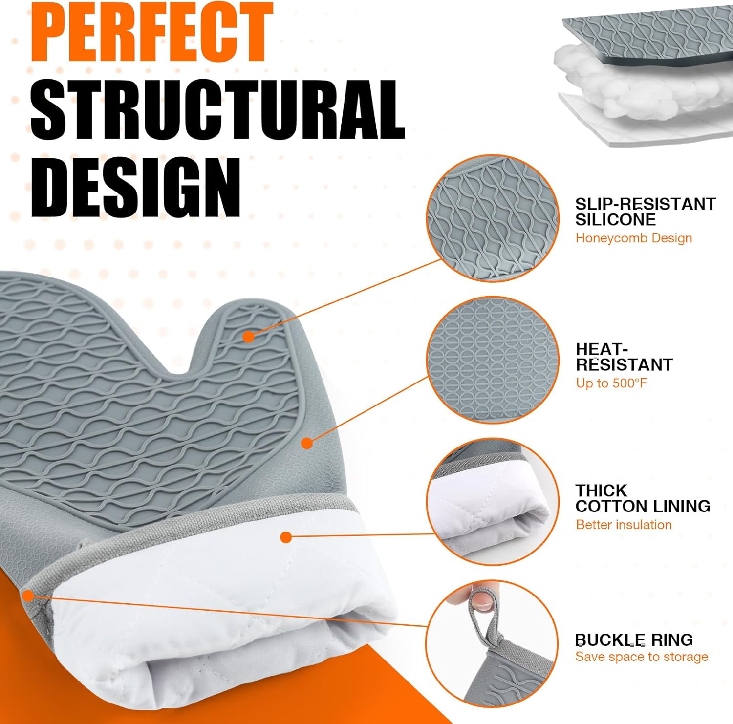 HEESEE Heat-Resistant Silicone Oven Mitts