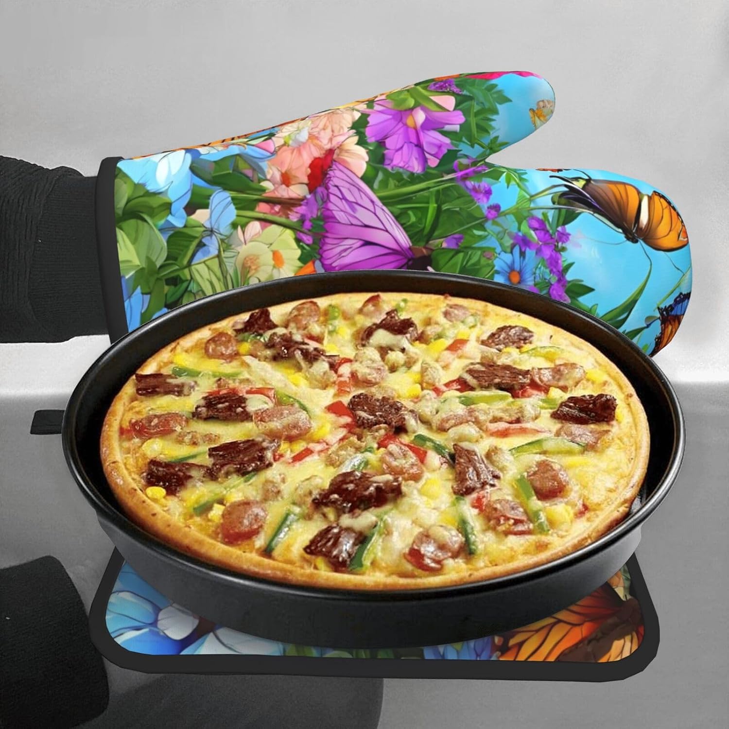 Cute Bird Flower Printed Oven Mitts Potholders