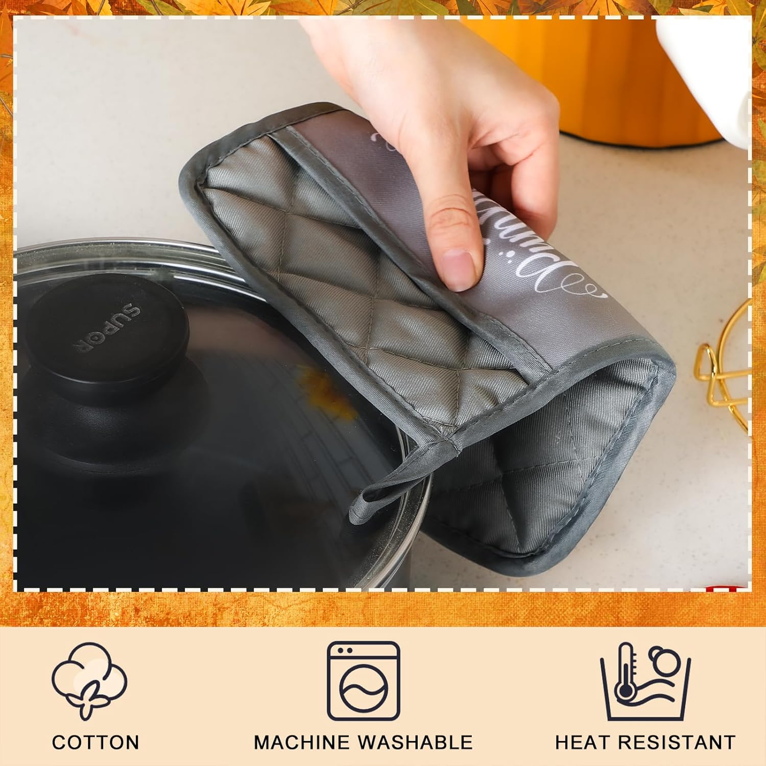 Zhehao 8 Pcs Thanksgiving Pot Holders Set with Pockets