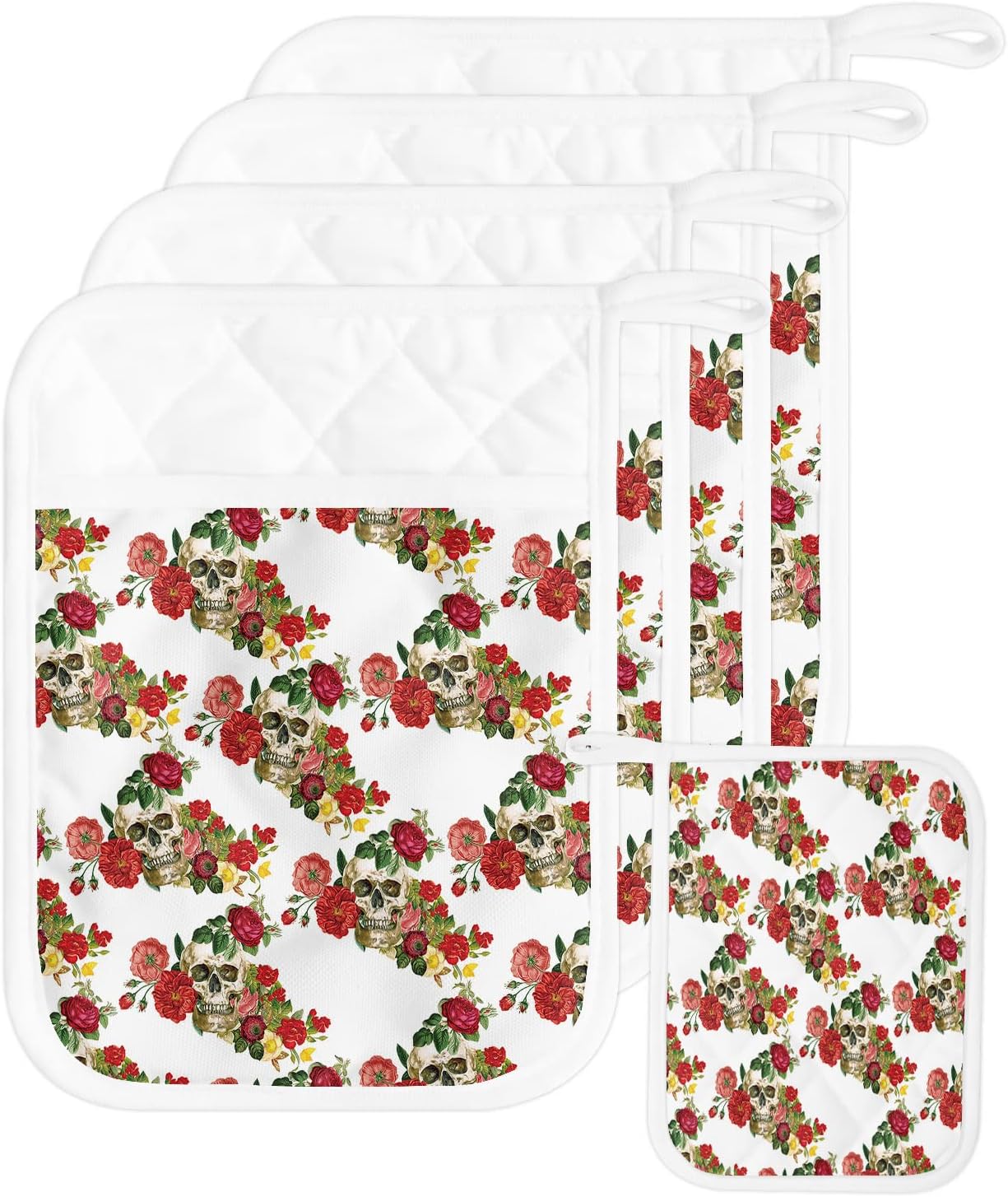 Vintage Skull Floral 5PCS Pot Holders