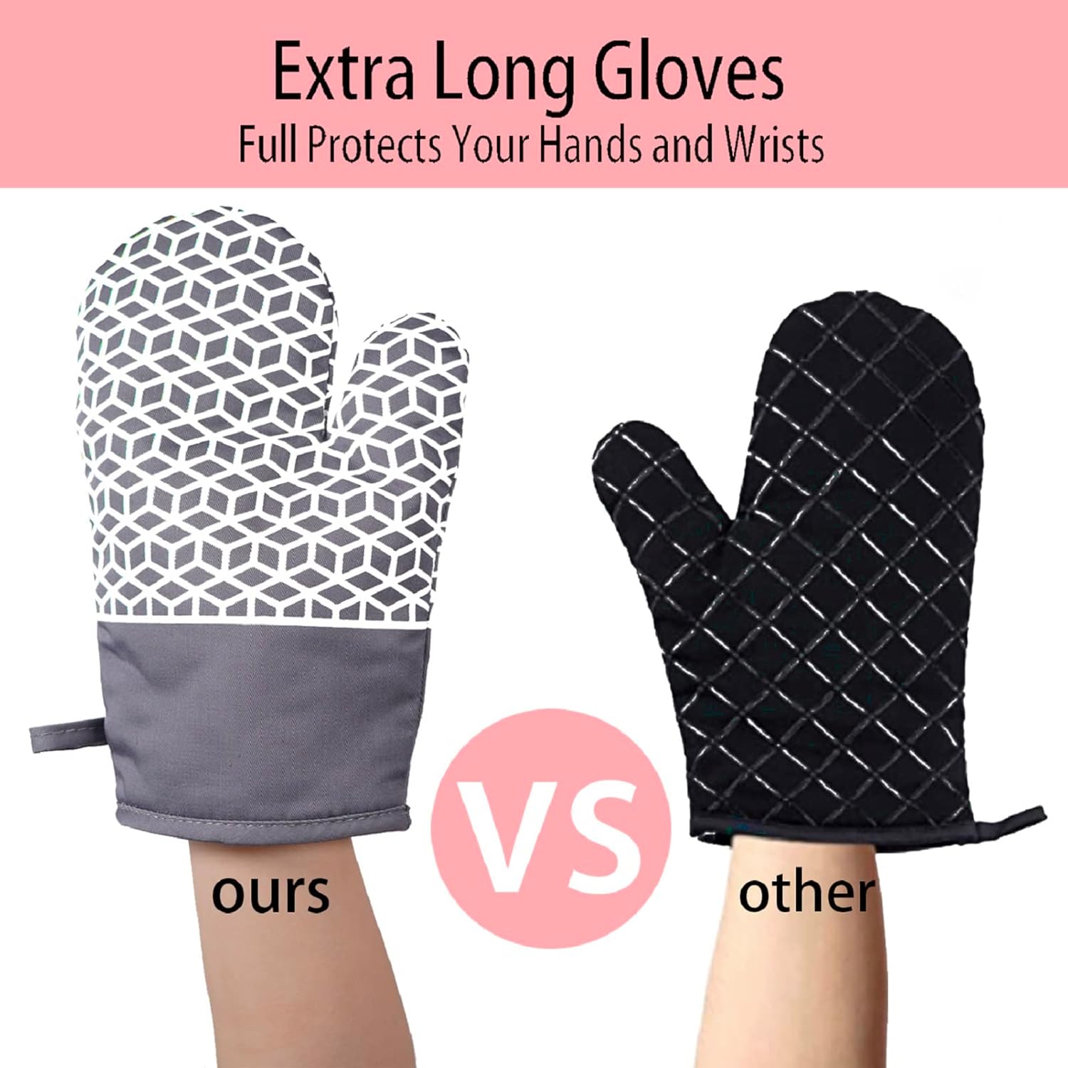 6-Piece Heat-Resistant Oven Mitts Set