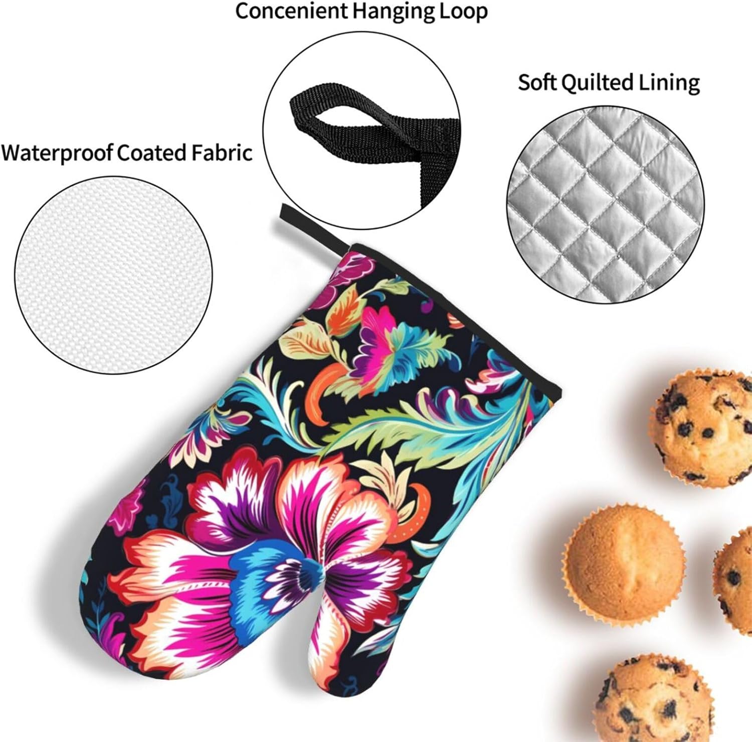 DXTKWLEthnic Vivid Colorful Oven Mitts Set Heat-Resistant