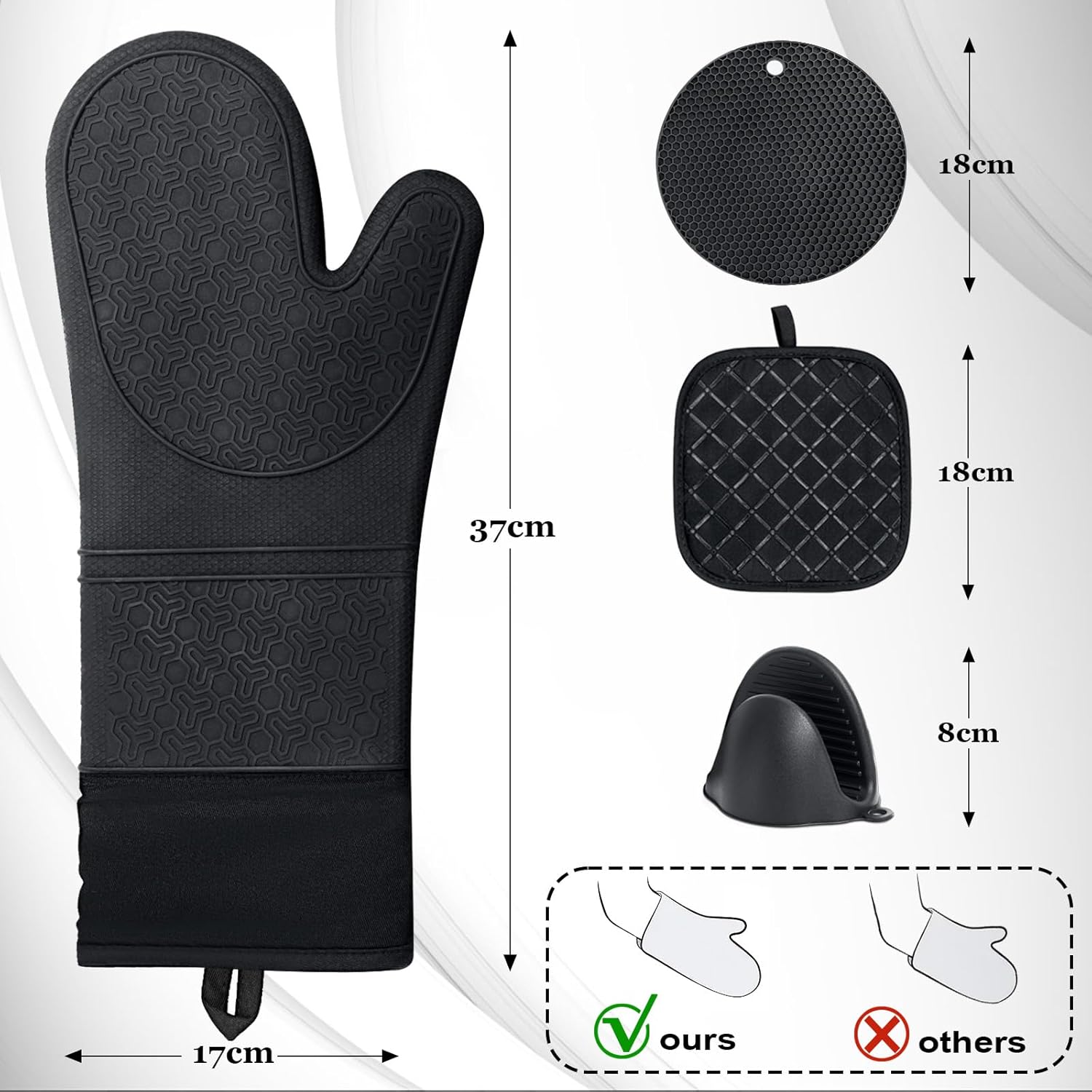 Premium Oven Mitts Pot Holders Set for Heat-Resistant Cooking