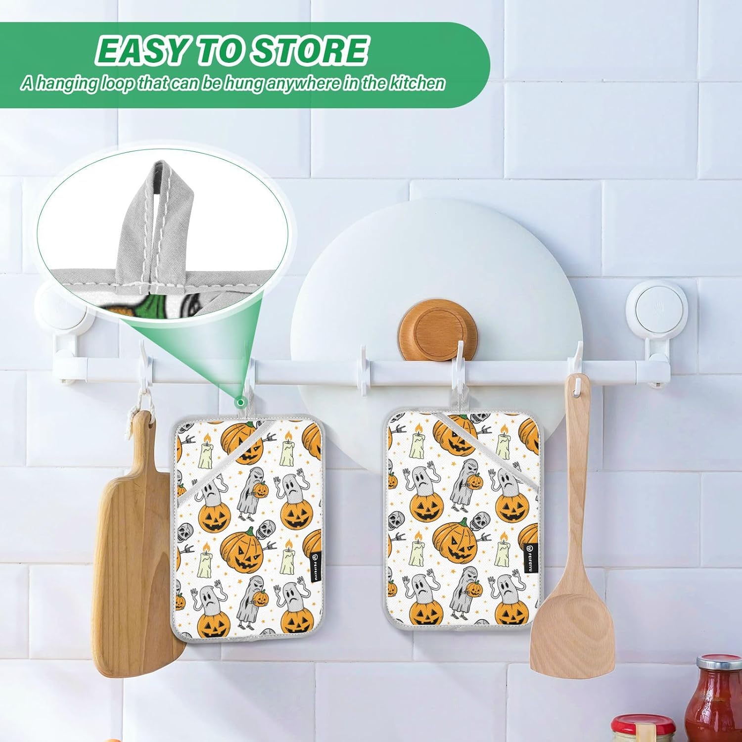 Halloween Spooky pumpkin pot holder set for cooking