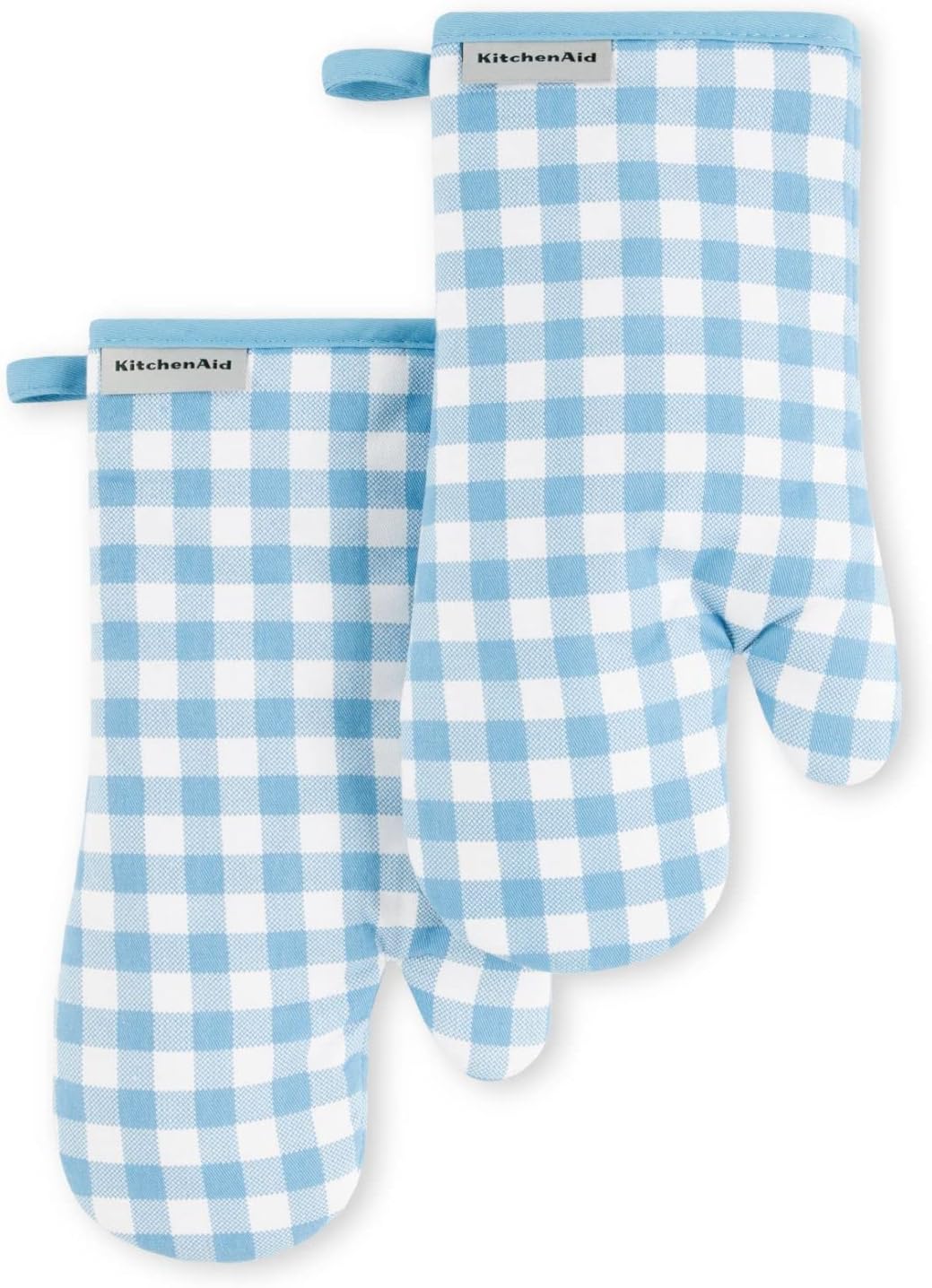 Blue Velvet Gingham Oven Mitt Set 2-Pack