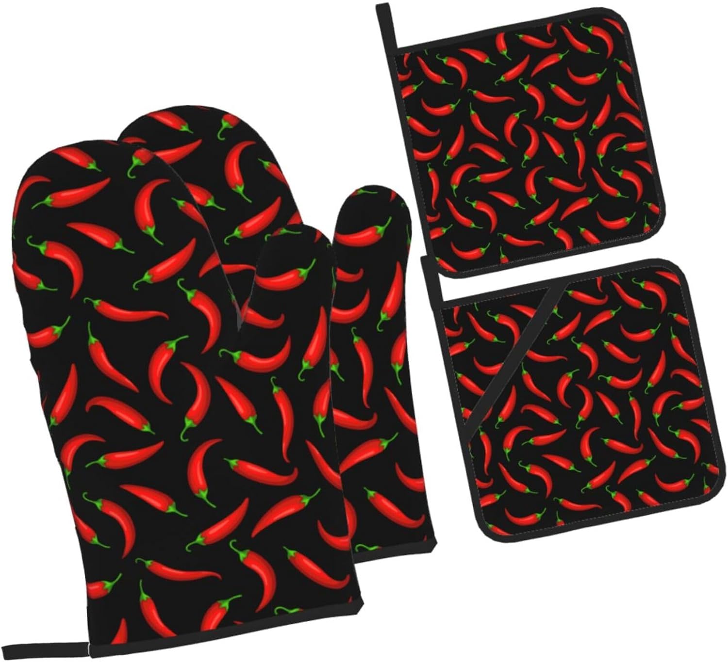 Red Hot Chilli Peppers Hand Underestimate Proof Oven Mitts Set of 4