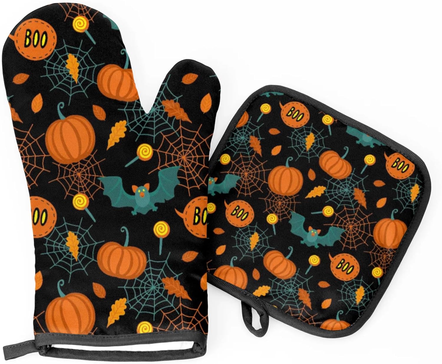 Kawaii Halloween Bat Pumpkin Oven Mitts Set of 2